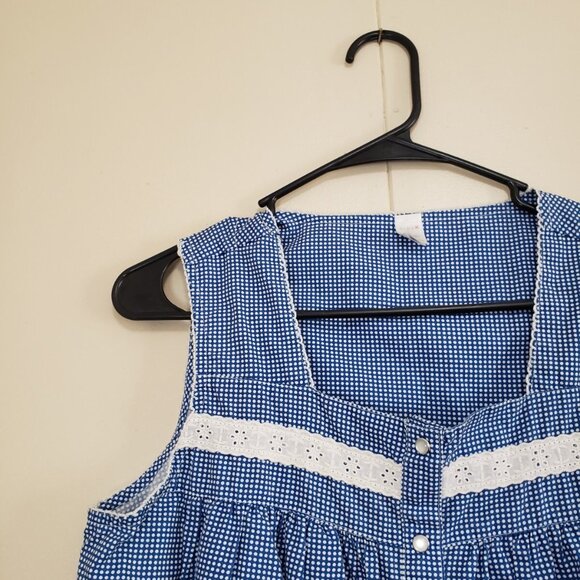 Pink K Kmart Women S House Dress Nightgown Blue Pearl Snap Front Grannycore FLAW - Picture 4 of 6